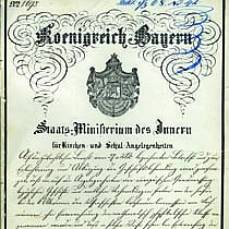 Darstellung der Gründungsurkunde der Bayerischen Kommission für die Internationale Erdmessung